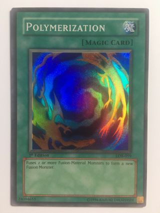 Yugioh Polymerization Lob - 059 Rare 1st Edition Legend Of Blue Eyes Lp/nm