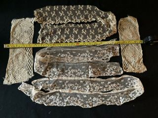 Antique 19th Century Handmade Lace - 5 Lengths For Projects
