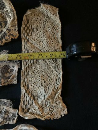 ANTIQUE 19TH CENTURY HANDMADE LACE - 5 LENGTHS FOR PROJECTS 3