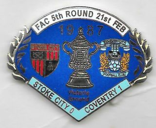 Stoke City V Coventry City Fa Cup 1987 Pin Badge Very Rare Limited Edition Badge