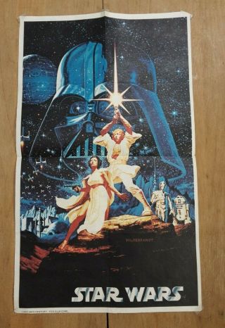 Vintage Star Wars Cheerios Poster 1978 Rare 9 " X 15 " Coloring Poster On Back