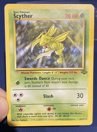 Pokémon Misprint Error Scyther 26/64 Jungle Rare Pokémon Card Wotc Only 2 Known