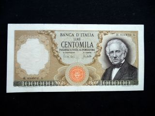 1970 Italy Rare Banknote 100000 Lire Vf Manzoni