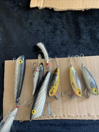 Vintage Fishing Lure Lot; 7 Mixed Colors Brands And Shapes Please See Photos