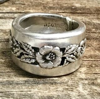 Vintage Antique Sterling Silver Plated Flatware Spoon Ring Silverwear Jewelry