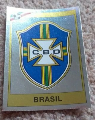 Rare Panini World Cup Football Mexico 86 - Sticker Number 238 Brazil Badge