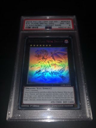 Yugioh Red - Eyes Flare Metal Dragon Core - En054 Psa - 8 1st Edition Ghost Rare Nm - Mt