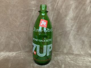 Vintage 7 - Up 2 Liter - 67.  6oz Bottle Green Glass 1978 Money Back Bottle Rare