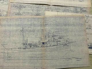 Vintage Blueprint Drawings Coastguard Tug Sauk 1943 Several Sheets