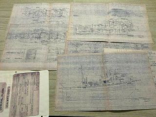 Vintage Blueprint Drawings Coastguard Tug SAUK 1943 several sheets 2