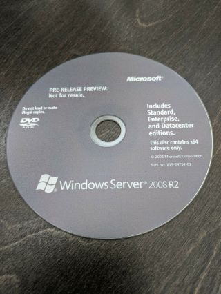 Ultra Rare: Microsoft Windows Server 2008 R2 X64 Pre - Release Preview (beta)