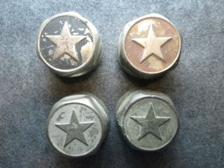 Antique Star Screw On Hubcap 1 1/4 Inches Across,  Set Of 4