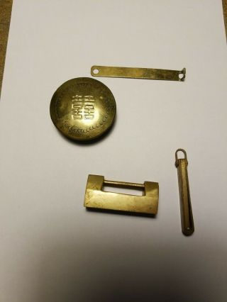 Set Of 2 Brass Vintage Chinese Trunk Door Locks Interesting Funtional