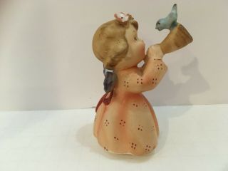 Vintage Lefton ' s Angel Porcelain Girl Figurine Harp with Bird Christmas 149 Rare 3