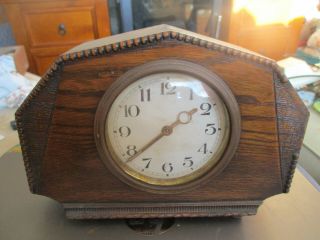 Rare Antique Art Deco Scotish Made Wooden Mantle Clock W/o