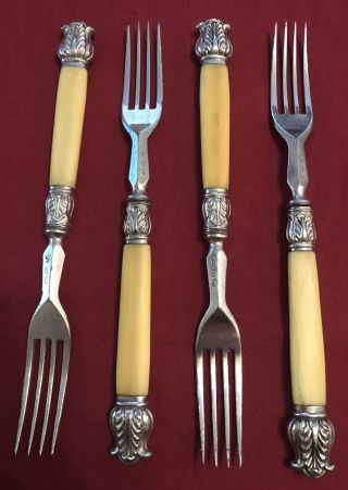 Set Of 4 Antique Victorian Silver Plated Forks By Thomas Prime C.  1870’s