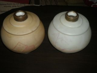 2 Vintage Antique Milk Glass Oil Lamp Fonts Asian Design