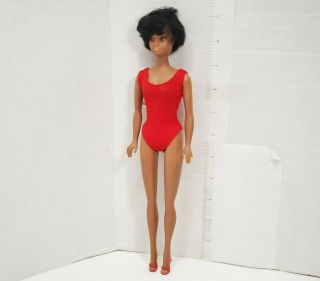 Vintage Shillman Doll Black African American Barbie Bubblecut Red Bathing Suit