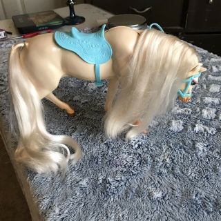 VinTage Barbie Horse Nibbles Long Mane & Tail Magnetic Mouth Saddle Reins Bridle 3