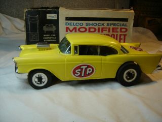 Vintage 57 Chevy Gas Powered Tether Car W/box Rare " Yellow "