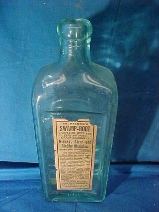 Early Dr Kilmer Swamp Root Advertising Patent Medicine Bottle W Paper Label