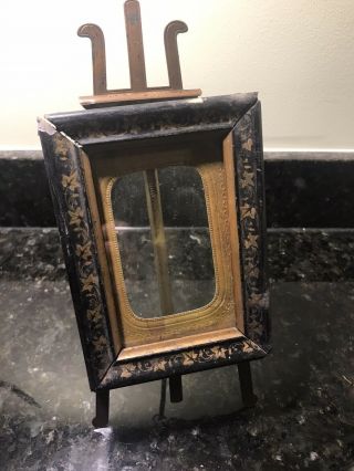 Antique French Black And Gold Wooden Photograph Frame