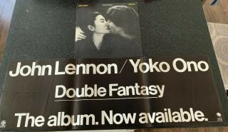 John Lennon 1980 Double Fantasy Rare Promo Poster 36x12 & Flat Yoko Ono Beatles