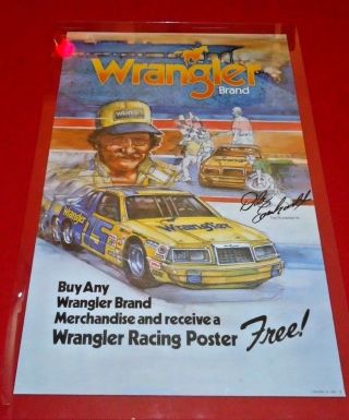 Dale Earnhardt Sr.  Wrangler 15 Ford Thunderbird 1983 Vintage Promo Poster Rare