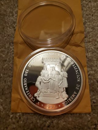1991 Dominican Republic 100 Pesos 5oz Silver Proof Coin Uncirculated Very Rare