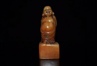 Chinese Shoushan Stone Hand - Carved Buddha Statue Seal 20247