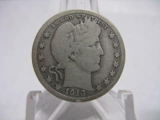 Rare 1913 P Barber Half Dollar Vg,  Rare Coin Nfm1183