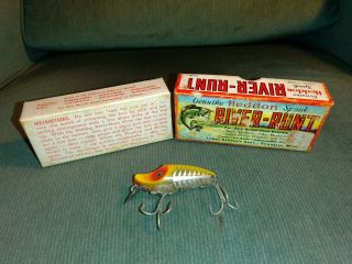 Vintage Heddon River Runt 9010xry Fishing Lure W Box Found In Old Wood Tackle.