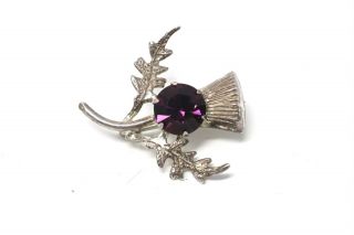 A Lovely Antique Victorian Sterling Silver 925 Amethyst Paste Brooch 25053