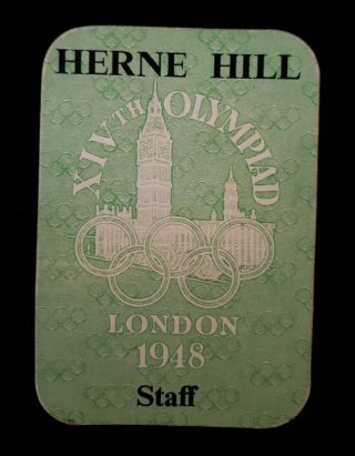 Rare/ Htf 1948 London Xivth Olympiad/ Olympic Games Staff Pass.  40s World Sport