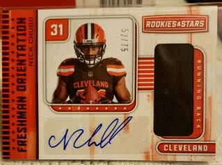 2018 Nick Chubb Rc Rookie And Star Auto,  Great Investment Opportunity Rare