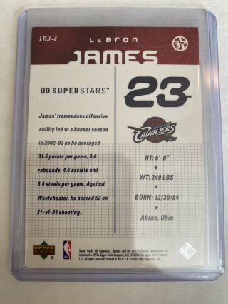 2003 - 04 Lebron James Rookie Card RC Upper Deck UD Superstars LBJ - 4 RARE 2