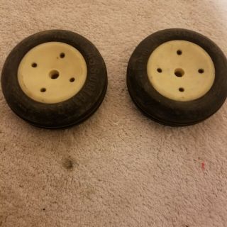 Vintage Team Associated Rc10t Front 3 Piece Wheels And Tires Rare Ae Part
