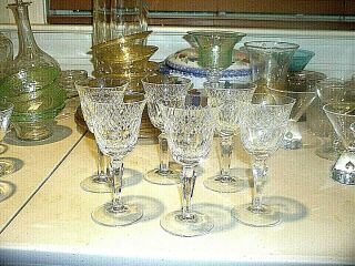 Vintage Group Of Six European Cut Lead Crystal 5 3/8 " Wine Glasses