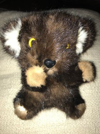6 " Real Hair / Fur Australian Koala Bear Stuffed Animal Plush Toy Brown/black