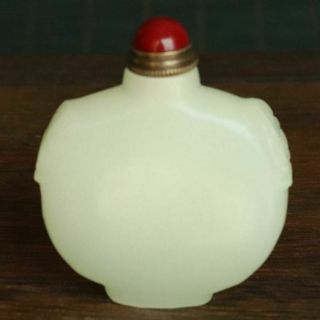 Chinese White Jade Hand - Carved Exquisite Snuff Bottles 60254
