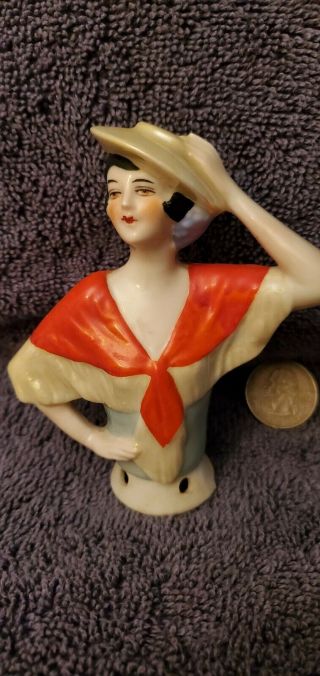 Antique German Porcelain Half Doll For A Pincushion