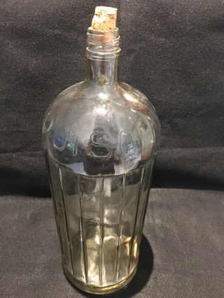 Antique Poison Bottle Clear Large 13.  5 " Ribbed Vintage Apothecary Drug Medical