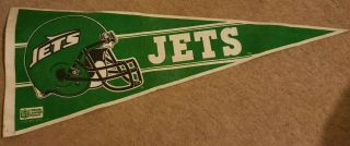 Rare Vintage Trench York Jets Nfl Pennant Flag Banner (29 1/2 ")