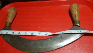 Large Antique Metal Food Chopper Tool Knife Blade Cutter Curved 2 Handles