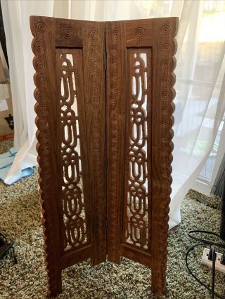 Large 3 - Leg Plant Stand Wood Vintage Hand Carved 23” X 11”