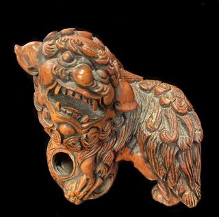 Vintage Chinese Hand Carved Wood Foo Dogs Floating Ball Inside Ball