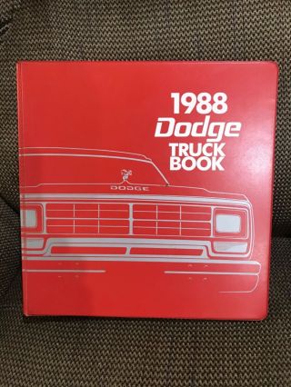 1988 Dodge Truck Dealer Data Book Binder Ram Dakota 88 Mopar Ramcharger Van Rare