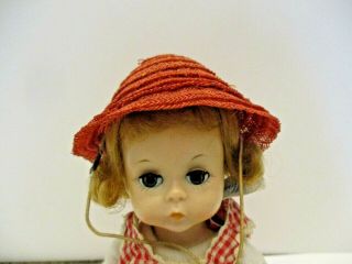 Vintage Doll Hat Bonnet For Ginny Muffie,  Wendykin 8 " Horsehair Red Straw Hat