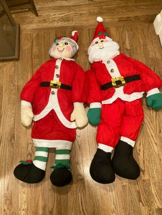 RARE Lillian Vernon Plush Life Sized Santa Claus & Mrs.  Claus EUC Hard to Find 2