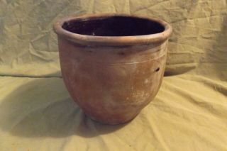 Antique 8 " Redware Apple Butter 8.  5 " Across Large Size W Hairline
